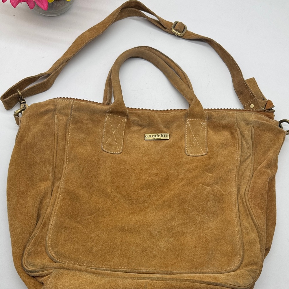 Amichi Large Tan Suede Women's Bag MCB8552R